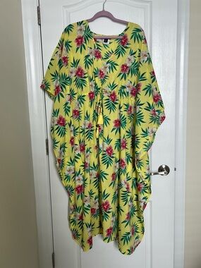 Lands' End Yellow Floral Caftan
